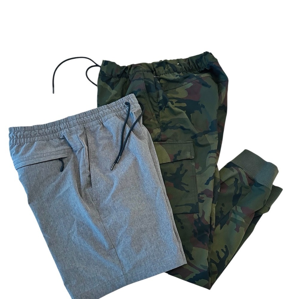 Old Navy Bundle Grey Athletic Shorts & Camouflage Cargo Joggers Mens Small